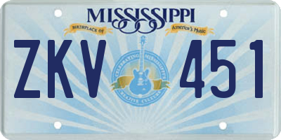 MS license plate ZKV451