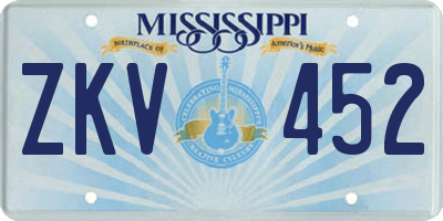 MS license plate ZKV452