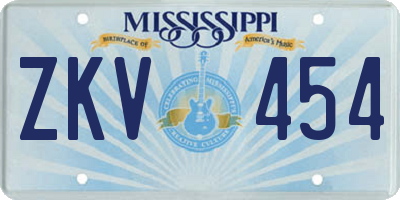 MS license plate ZKV454