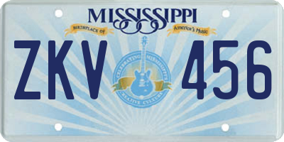 MS license plate ZKV456