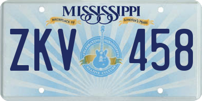 MS license plate ZKV458