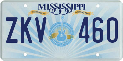 MS license plate ZKV460