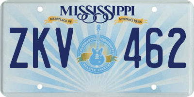 MS license plate ZKV462