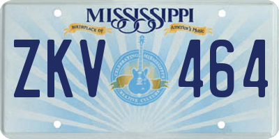 MS license plate ZKV464
