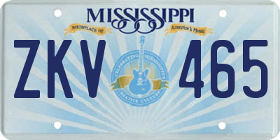 MS license plate ZKV465
