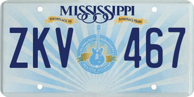 MS license plate ZKV467