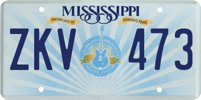 MS license plate ZKV473