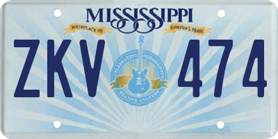 MS license plate ZKV474