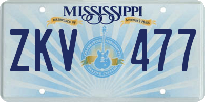 MS license plate ZKV477