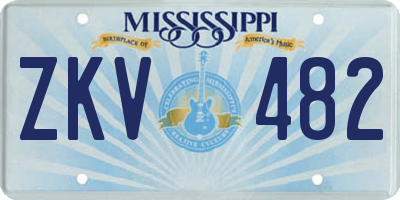 MS license plate ZKV482