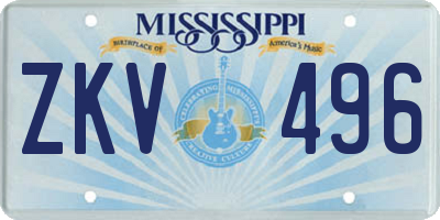 MS license plate ZKV496
