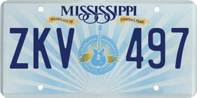 MS license plate ZKV497