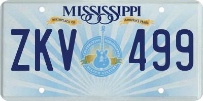 MS license plate ZKV499