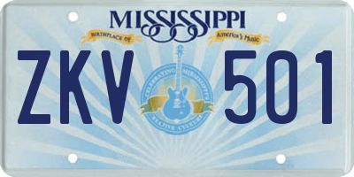 MS license plate ZKV501