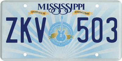 MS license plate ZKV503