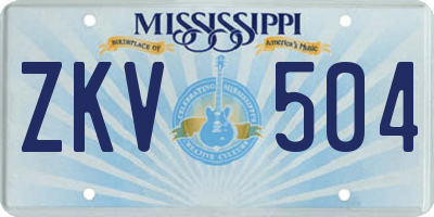 MS license plate ZKV504