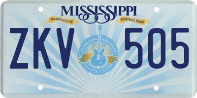 MS license plate ZKV505