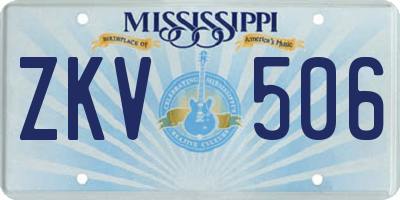 MS license plate ZKV506