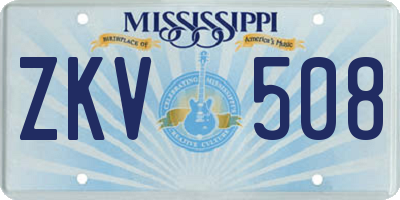 MS license plate ZKV508