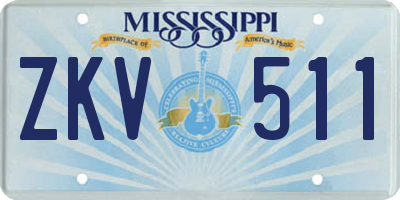 MS license plate ZKV511