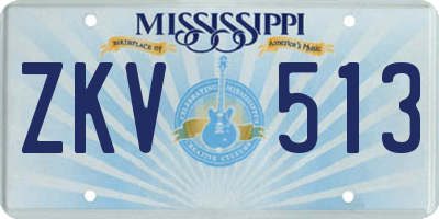 MS license plate ZKV513