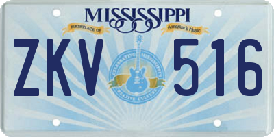 MS license plate ZKV516