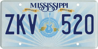 MS license plate ZKV520