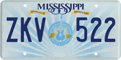 MS license plate ZKV522
