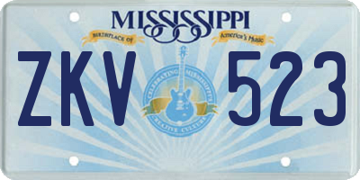 MS license plate ZKV523