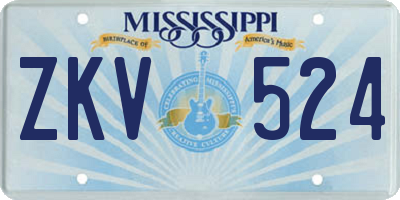 MS license plate ZKV524