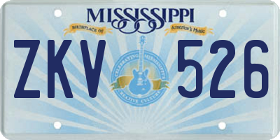 MS license plate ZKV526