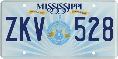 MS license plate ZKV528