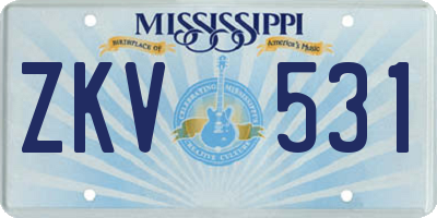 MS license plate ZKV531