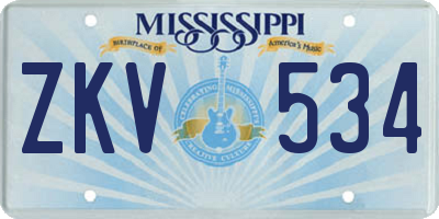 MS license plate ZKV534