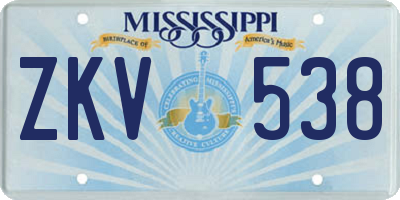 MS license plate ZKV538