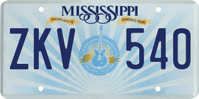 MS license plate ZKV540