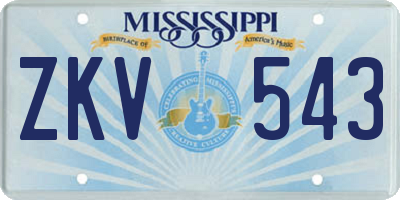 MS license plate ZKV543