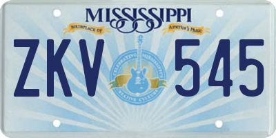 MS license plate ZKV545