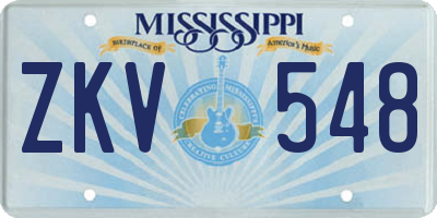 MS license plate ZKV548