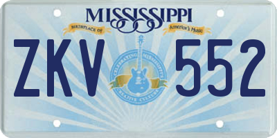 MS license plate ZKV552