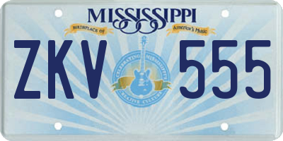 MS license plate ZKV555
