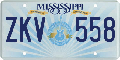 MS license plate ZKV558