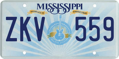 MS license plate ZKV559