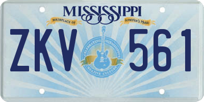MS license plate ZKV561