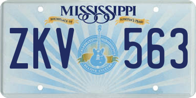 MS license plate ZKV563