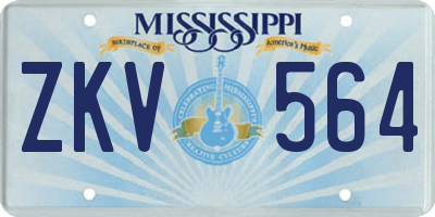 MS license plate ZKV564