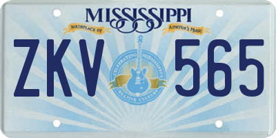 MS license plate ZKV565