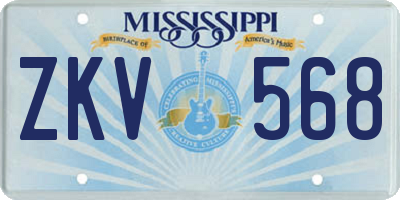 MS license plate ZKV568