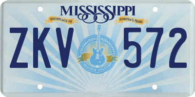 MS license plate ZKV572
