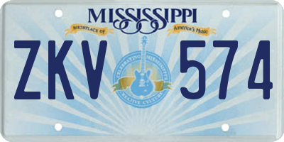 MS license plate ZKV574